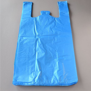 , 1000 Stück blau, geblockt Hemdchentragetaschen Obstbeutel Plastik Tragetasche Kunststoff Tüte Plastiktüte Hemdchenbeutel Hemdchentüten Knotenbeutel 30+20×60 cm 