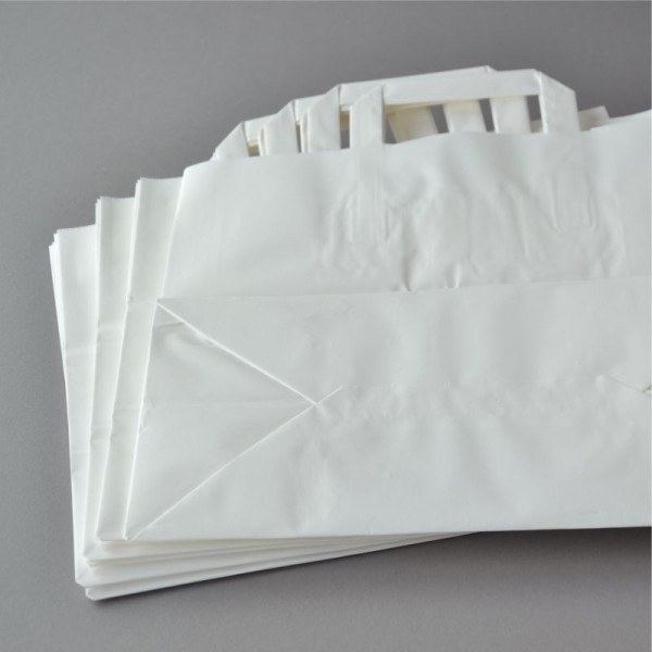 50-1000 Papiertüten Flachhenkel Papier Tragetaschen Papiertaschen 32+16 x27 cm 