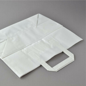 50-1000 Stück Papiertragetaschen (32+17×27 cm), weiß