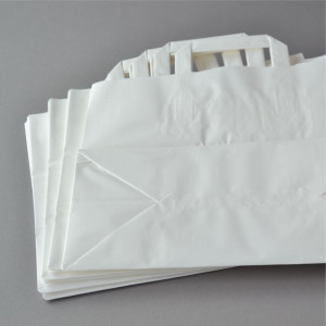 50-1000 Stück Papiertragetaschen (32+17×27 cm), weiß