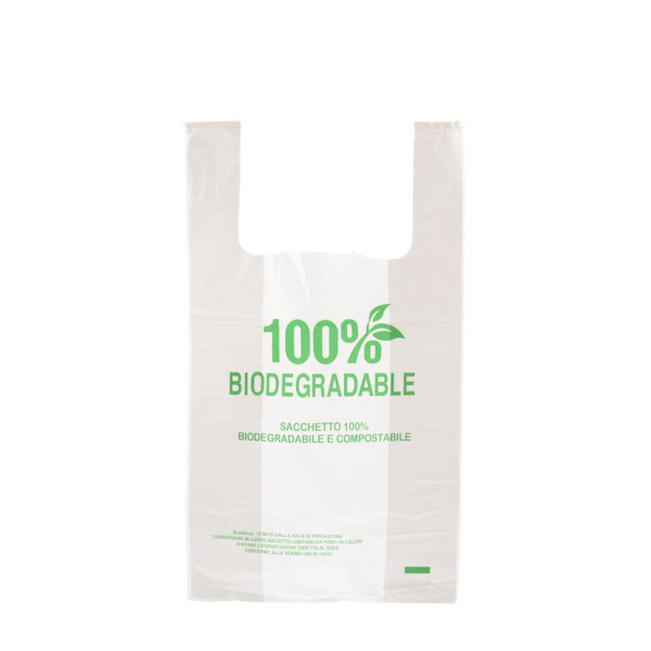 500 St&uuml;ck BIO Hemdchentragetaschen mit Motiv &quot;100% Biodegradable&quot; (48), wei&szlig;