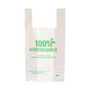 1000 Stück BIO Hemdchentragetaschen mit Motiv "100% Biodegradable" (55), weiß