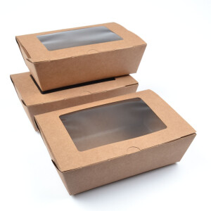 50-200 Stück Fastfoodboxen mit Fenster (Größe L), (180×115×60 mm), kraft