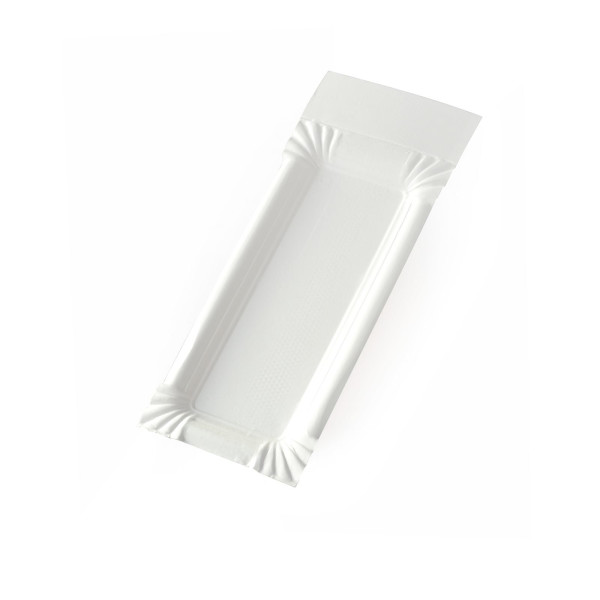 250-3000 Stück Pappteller mit Abriss (8×18 cm +3 cm), ohne Beschichtung, weiß