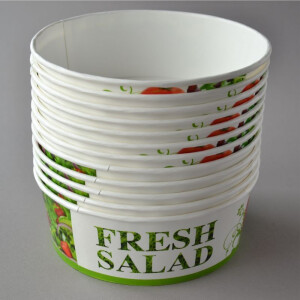 200 Stück Salatschalen mit Deckel, "Salat-Motiv", rund, 1000 ml