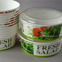 200 St&uuml;ck Salatschalen mit Deckel, 1000 ml mit frischen Salat-Motiven