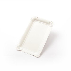 250-3000 Stück Pappteller rechteckig (10×16 cm), ohne Beschichtung, weiß