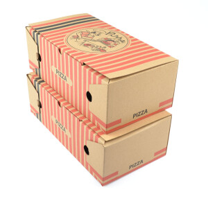 100 Stück Pizzakartons, Modell "Calzone", horizontal, groß (30×16×10 cm), kraft