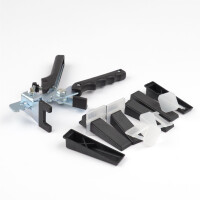 1 Set (100/100 Stück) Zuglaschen und Keile, (1 Stück) Zange DURAL Nivofix-Set (FB=1,5 mm), weiß/schwarz