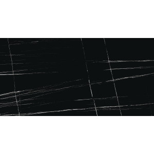 1 Paket (1,44 m²) Feinsteinzeug Fliesen MARKINIA BLACK (60 × 120 cm), hochglanz