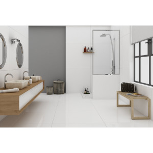 1 Paket (1,28 m²) Feinsteinzeug Fliesen SUPER WHITE (80 × 80 cm), poliert