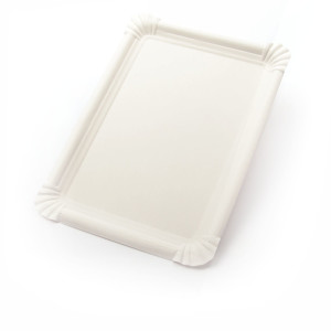 250-1000 Stück Pappteller rechteckig (18×26 cm), ohne Beschichtung, weiß