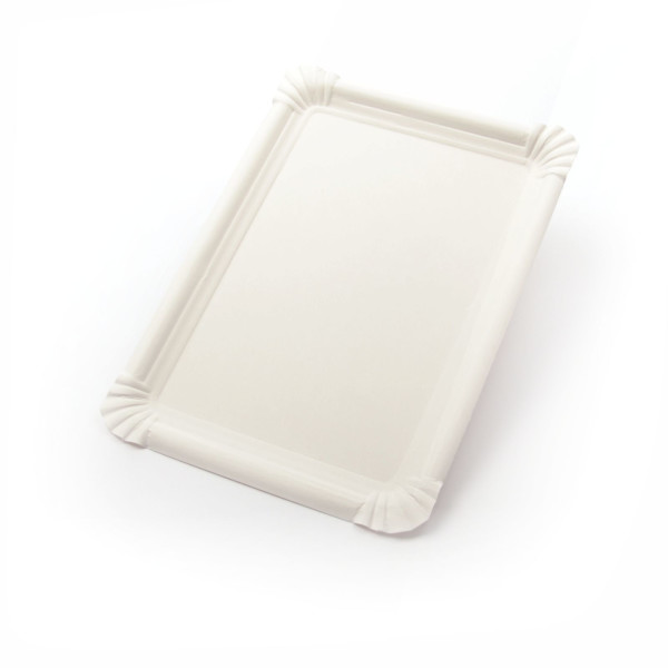 250-1000 Stück Pappteller rechteckig (17×24 cm), ohne Beschichtung, weiß