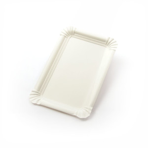 250-1500 Stück Pappteller rechteckig (13×20 cm), ohne Beschichtung, weiß