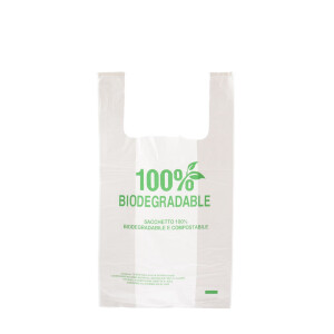 1000 Stück BIO Hemdchentragetaschen mit Motiv "100% Biodegradable" (45), weiß,