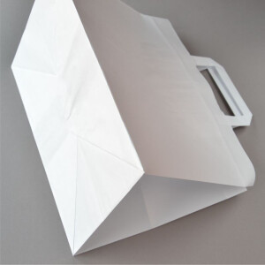 50-1000 Stück Papiertragetaschen (32+22×25 cm), weiß