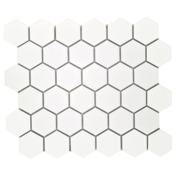1 Stück (0,089 m²) Mosaik Fliesen WHITE MEDIUM HEXAGONES (30 × 30 cm), matt