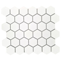 1 Stück (0,089 m²) Mosaik Fliesen WHITE MEDIUM HEXAGONES (27,7 × 32,2 cm), matt