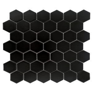 1 Stück (0,089 m²) Mosaik Fliesen BLACK MEDIUM HEXAGONES (30 × 30 cm), matt