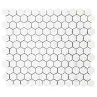 1 Stück (0,075 m²) Mosaik Fliesen WHITE SMALL HEXAGONES (30 × 30 cm), matt