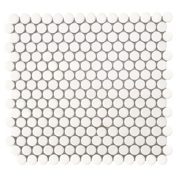 1 Stück (0,091 m²) Mosaik Fliesen WHITE SMALL CIRCLES (31,3 × 29,2 cm), matt