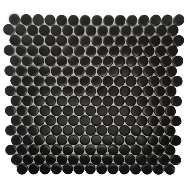 1 Stück (0,091 m²) Mosaik Fliesen BLACK SMALL CIRCLES (30 × 30 cm), matt