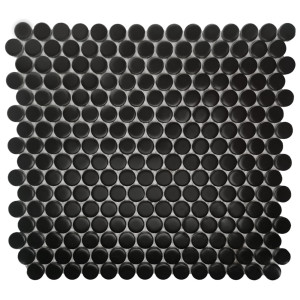 1 Stück (0,091 m²) Mosaik Fliesen BLACK SMALL CIRCLES (31,3 × 29,2 cm), matt