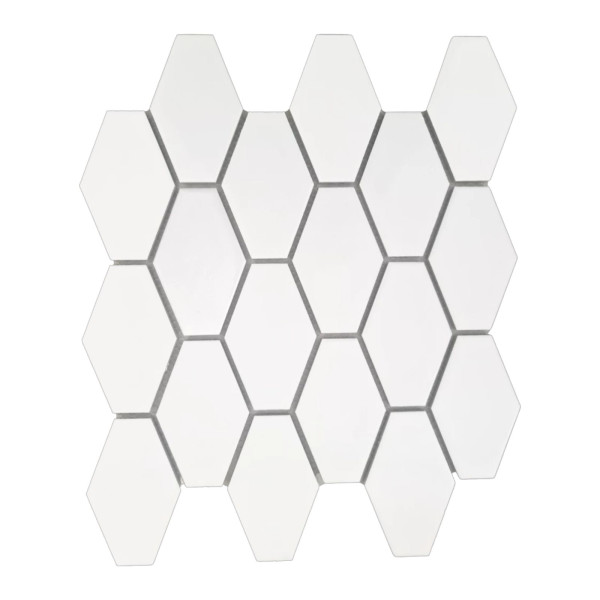 1 Paket (1,52 m²) Mosaik Fliesen WHITE LONG HEXAGONES (30 × 30 cm), glänzend