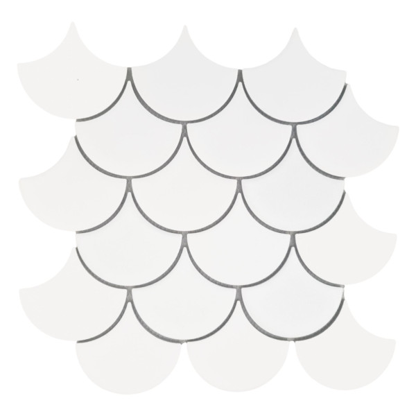 1 Paket (1,64 m²) Mosaik Fliesen WHITE FISH SCALES (30 × 30 cm), matt
