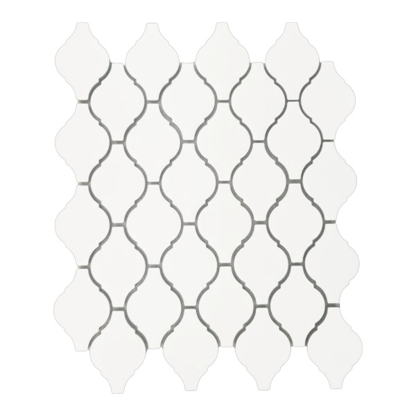 1 Stück (0,070 m²) Mosaik Fliesen WHITE ARABESQUE (24,5 × 28,5 cm), matt