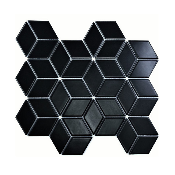 1 Paket (1,23 m²) Mosaik Fliesen BLACK RHOMBUS (30 × 30 cm), matt
