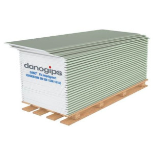 1 Stück (1,56 m²) DANO® Fix Gipsplatte imprägniert H2/GKBI (2600×600 mm), grün/grau, 12,5 mm