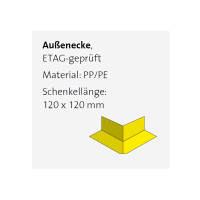 1 Stück DURAL Außenecke DURABASE ET-S FX (Schenkellänge: 120 × 120), gelb