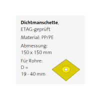 1 Stück DURAL Dichtmanschette DURABASE ET-S FM 150 (150 × 150 mm), gelb