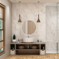 1 Paket (1,44 m²) Keramik Fliesen WALL BASALTO CREMA SHINY (30 × 60 cm), glänzend