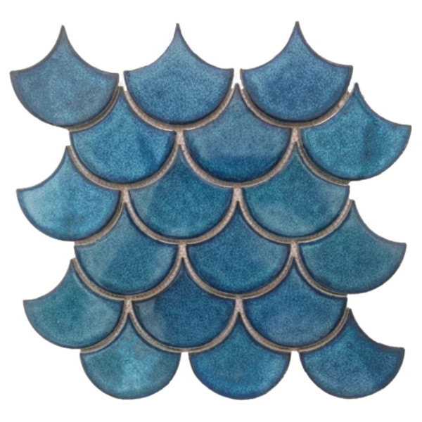 1 Stück (0,082 m²) Mosaik Fliesen BLUE FISH SCALES (29 × 28,2 cm), glänzend