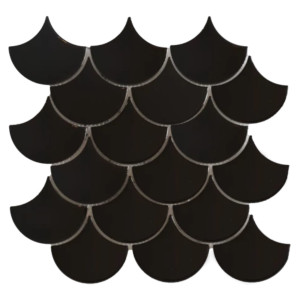 1 Stück (0,082 m²) Mosaik Fliesen BLACK FISH SCALES (29 × 28,2 cm), glänzend