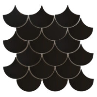 1 Stück (0,082 m²) Mosaik Fliesen BLACK FISH SCALES (29 × 28,2 cm), glänzend