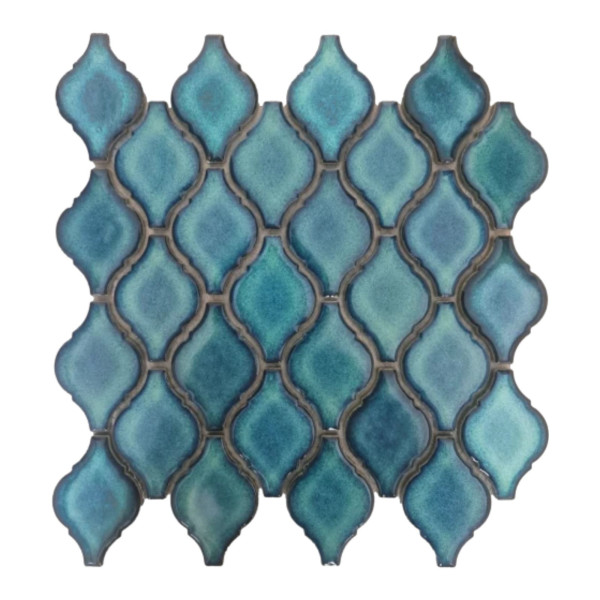 1 Stück (0,0698  m²) Mosaik Fliesen BLUE ARABESQUE (24,5 × 28,5 cm), glänzend