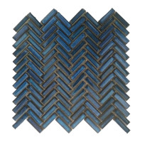 1 Stück (0,0698  m²) Mosaik Fliesen BLUE CHEVRON (27,5 × 28,2 cm), glänzend