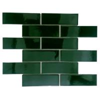 1 Stück (0,0823 m²) Mosaik Fliesen GREEN BRICK (29,2 × 28,2 cm), glänzend