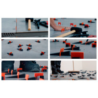 1 Set (100/50 Stück) Zuglaschen und Keile SOLID für Fliesen Nivelliersystem (FB=1 mm), orange/schwarz