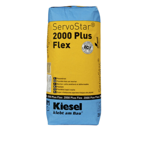 1 Sack Flexmörtel KIESEL ServoStar® 2000 Plus Flex, für großformatige Fliesen, innen und außen, 25 kg