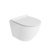 Wand-WC SOFI SLIM mit Softclose-Sitz, ohne Spülrand, wandhängend, (365×490×395 mm), glänzend, weiß