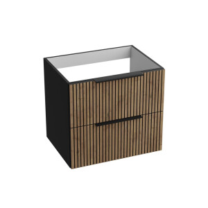 Waschbeckenunterschrank OKLAHOMA WOOD BLACK 600 mit 2...