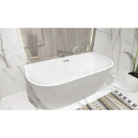 Vorwand-Badewanne CALDERA 1600, freistehend (1600×750×580 mm), 250 Liter, glänzend, weiß