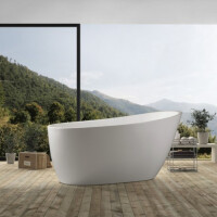 Freistehende Badewanne COMODO 1500, oval (1500×780×720 mm), 250 Liter, glänzend, weiß