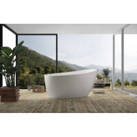 Freistehende Badewanne COMODO 1500, oval (1500×780×720 mm), 250 Liter, glänzend, weiß