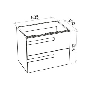 Waschbeckenunterschrank FLORYDA 600 mit 2 Schubladen, wandhängend (605×390×542 mm), glänzend, weiß