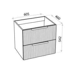 Waschtischunterschrank OKLAHOMA WHITE 600 mit 2 Schubladen, wandhängend (605×460×542 mm), matt, weiß